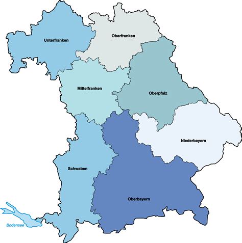 Die ergebnisse der neuen vorausberechnung 2019 bis 2039 zeigen, dass die unterschiedlichen regionalen entwicklungspfade den freistaat auch weiterhin. bayern-regierungsbezirke-blau | Schullandheimwerk ...