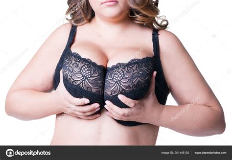 Grootte Sexy Model Zwarte Beha Dikke Vrouw Met Grote Natuurlijke