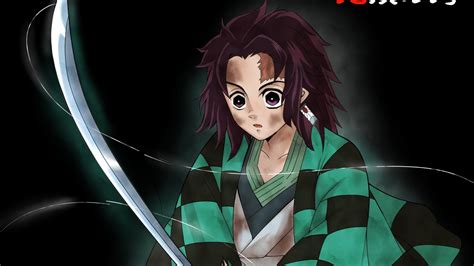 Demon Slayer Tanjiro Kamado With Sword With Background Of