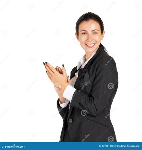 A Business Woman Clapping Hand And Starts A Business Project Stock