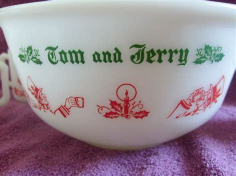 Christmas Punch Bowl Set Tom And Jerry Egg Nog Set Hazel Atlas