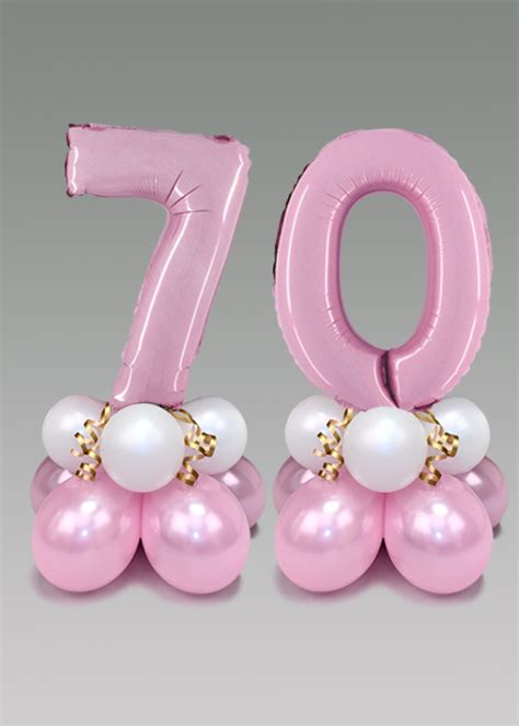 Inflated Pastel Pink 70th Birthday Mini Balloon Centrepiece Set