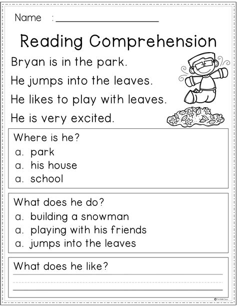 Kindergarten Reading Comprehension Passages Reading Comprehension