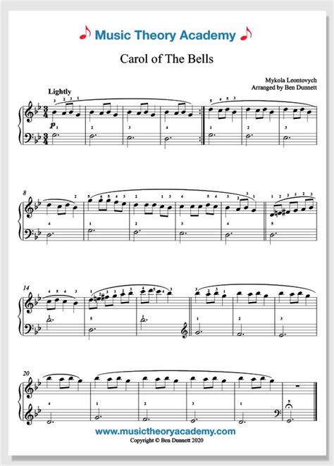Wilhousky's lyrics are under copyright protection ; Carol of The Bells - Music Theory Academy - Free piano sheet music