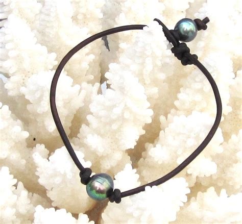 Leather Anklet Freshwater Pearl Anklet Summer Anklets Beach Etsy