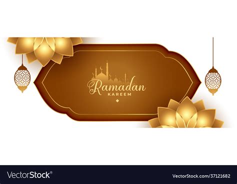 Beautiful Golden Islamic Banner For Ramadan Kareem
