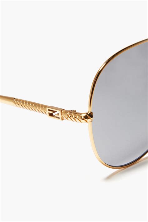 Fendi Aviator Style Gold Tone Sunglasses The Outnet