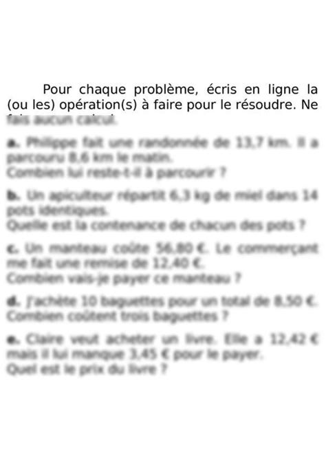 SOLUTION Probl Mes Et Calculs Exercices De Maths 6 Me Sixi Me Imprimer