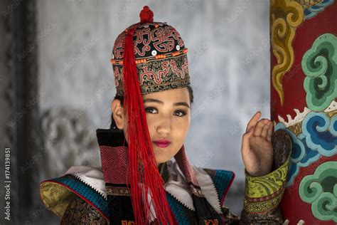 Mongolian Woman In Traditional 13th Century Style Outfit Stock Photo