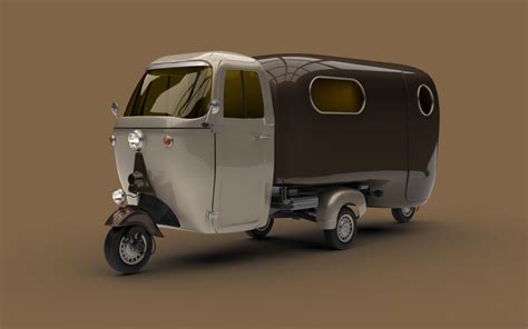 1950 Piaggio Ape With Camper Trailer On Behance