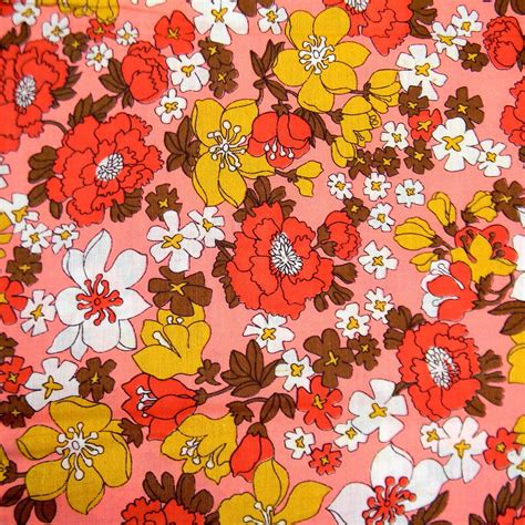 Pink Floral Fabric Vintage 1950s Lovely Springtime Retro Etsy