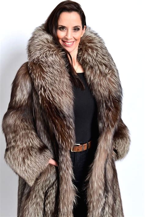 Silver Fox Fur Coat Full Length Fox Fur Coat Fur Coat Fur