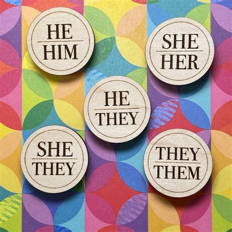 Pronouns Pins She Her He Him They Them Wood Engraved Etsy