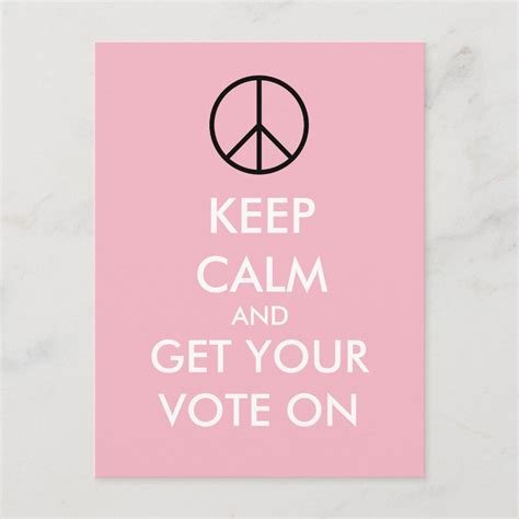 Keep Calm And Vote Custom Pink Postcards Zazzle