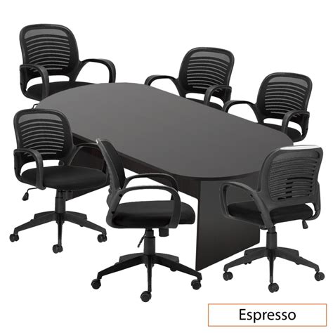 Gof 8ft Conference Table With 6 Chair Set Cherry Espresso Mahogany