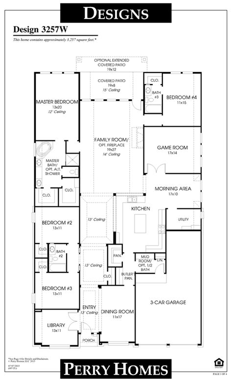 1, 2 & 3 bedroom floor plans. Elevation: Design 3257W E-53 Bedrooms: 4 Bathrooms: 3 ...