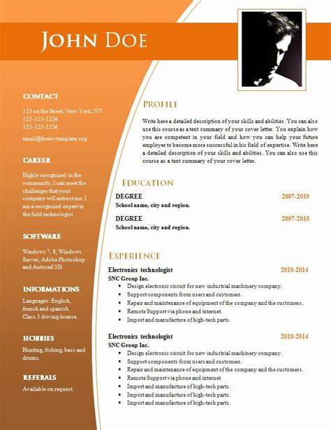 Its structure is simple, clear and precise. Resume Templates Free Word Elegant Cv Templates for Word ...