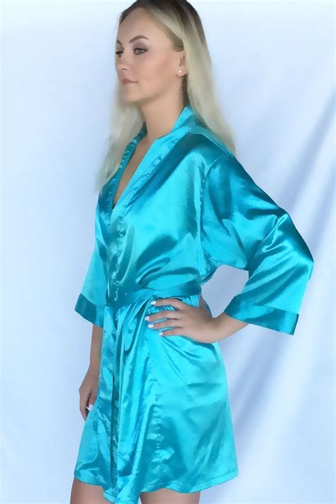 Tiffany Blue Satin Kimono Robe In 2020 Blue Satin Dress Tiffany Blue