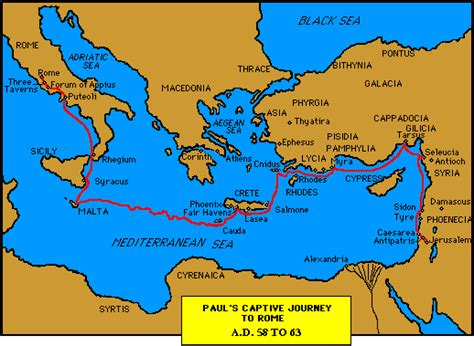 Maps Of Pauls Ministries Map Of Apostle Pauls Journey To Rome In