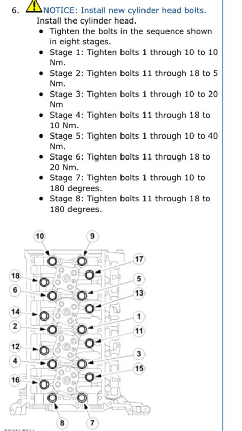 Cylinder Head Torque Sequence And Torque Settings For Ford Transit 2003