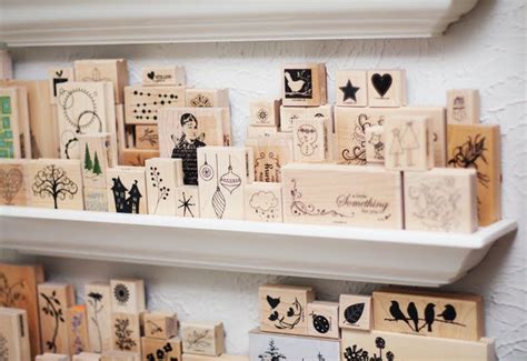 Wood Mounted Stamp Storage Shelves Craft Room Organization Craft