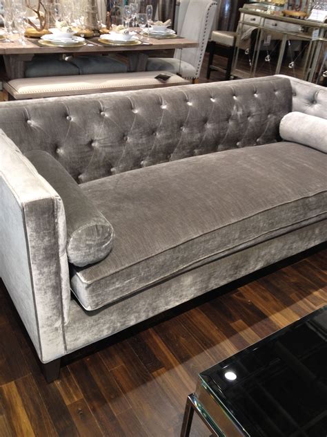 Tufted Grey Couch In 2020 Velvet Sofa Living Room Velvet Furniture