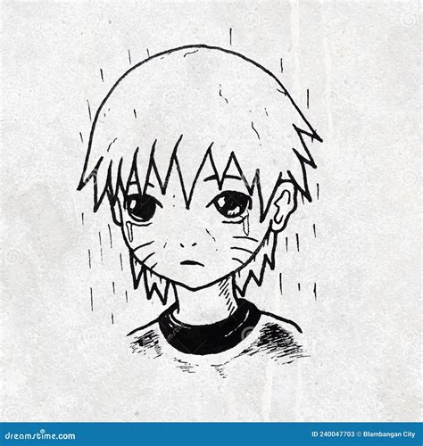 Triste Desenho Original De Naruto Em Papel Ilustração Stock