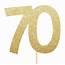 Cotton Candy Co NUMBER 70 Gold Glitter Cake Topper 70th Birthday Party 