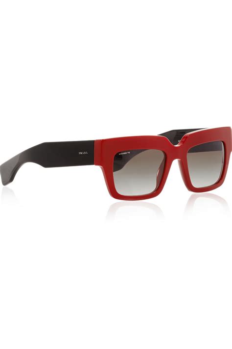 Prada Square Frame Acetate Sunglasses In Black Red Lyst