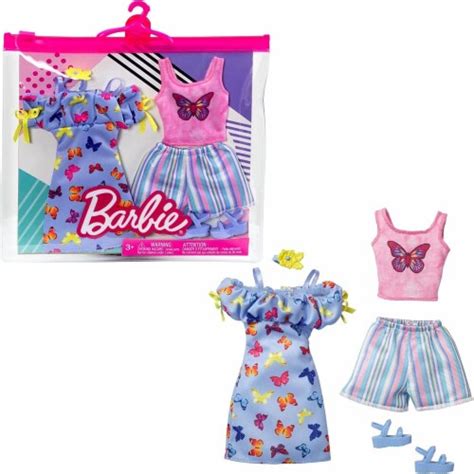 Barbie Fashions 2 Pack Clothing Set 2 Doll Outfits Includes Butterfly Print Dress 1 Fry’s