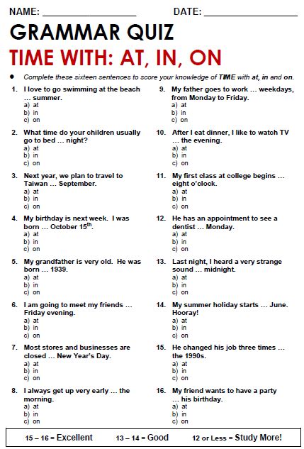 English Grammar Exercises Worksheets