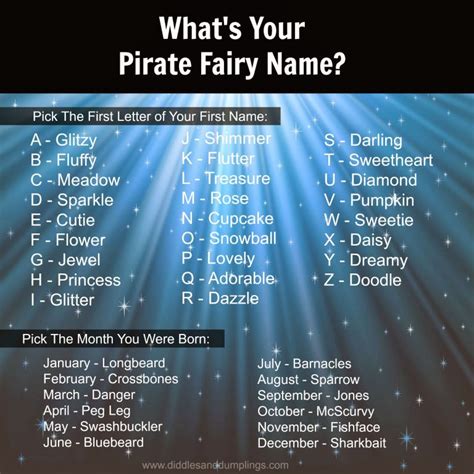 Whats Your Fairy Name A Magical Childhood Fairy Names Pirate