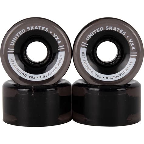 United Skates Vx4 65mm X 36mm 78a Quad Roller Skate Wheels Black
