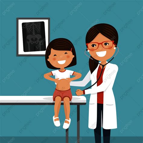 Pediatra Mujer Médico Examinando A Una Niña Png Dibujos Joven Médico