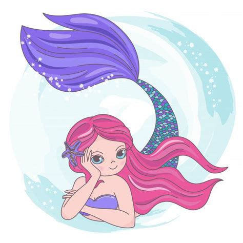 Red Mermaid Cartoon Travel Tropical Mermaid Cartoon Underwater