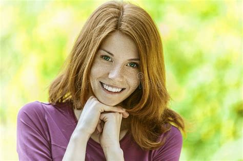 Red Haired Beautiful Young Woman Stock Image Image Of Adult Closeup