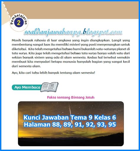 Kunci jawaban kelas 6 tema 1 subtema 1 pembelajaran 2. Kunci Jawaban Buku Tematik Tema 9 Kelas 6 Subtema 2 ...