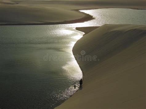 Sand Dunes Ans Lagoons In Lencois Maranhenses Brazil Stock Photo