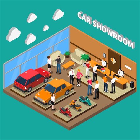 Free Vector Car Showroom Isometric Illustration