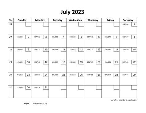 July Calendar 2023 Printable With Checkboxes Horizontal Free