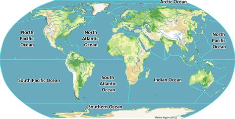 Southern Ocean On World Map Map Vector