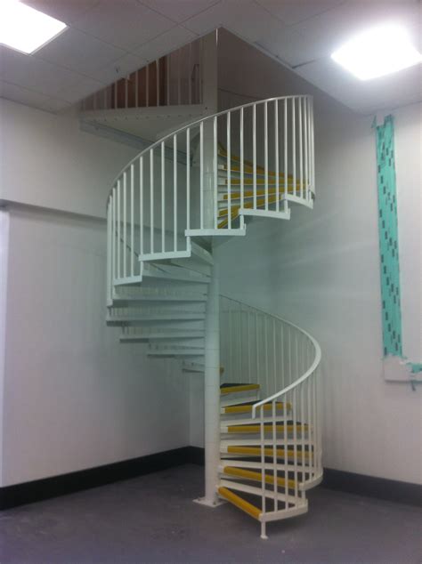 Mild Steel Spiral Staircase Powder Coated White With Grp Tread
