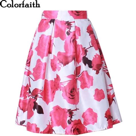 New 2016 Spring Satin Skirt Womens Fall Vintage Rose Floral Painting