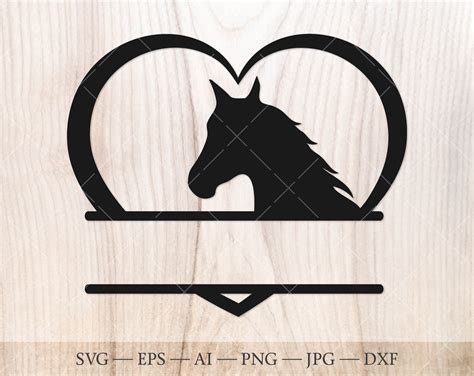 Horse Heart SVG Horse Split Name Frame SVG Horse Monogram - Etsy Israel