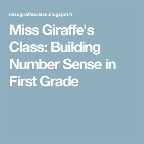 Miss Giraffes Class Building Number Sense In First Grade Number