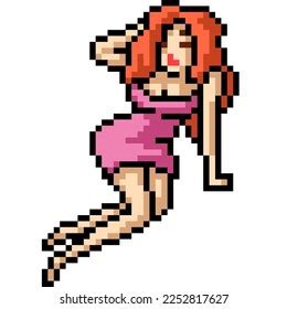 Pixel Art Sexy Woman Pose Stok Vekt R Telifsiz Shutterstock