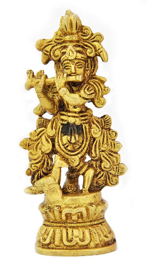 Krishna statue lord krishna personal altar brass statues hindu deities flute plays worship cow. Shri Krishna Playing on Flute (Small Statue)