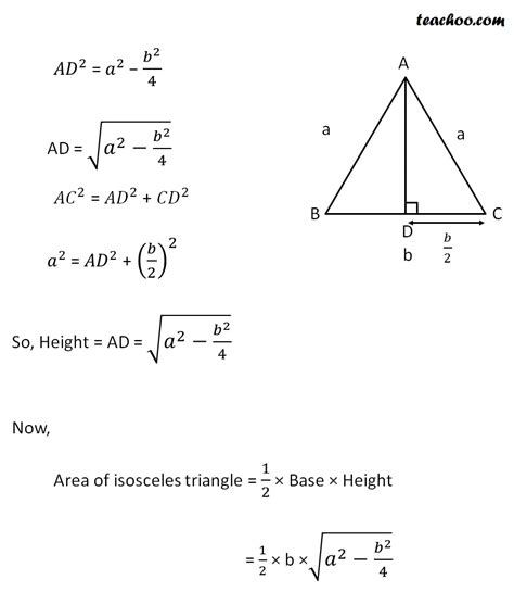 Area Of Isosceles Triangle Formula With Examples Teachoo