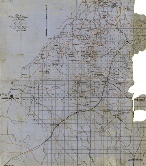 1864 Map Of Part Of Fulton Fayette Clayton And Campbell County Etsy
