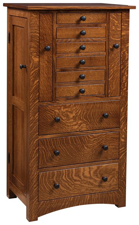 Deluxe Flush Mission Jewelry Armoire Solid Wood